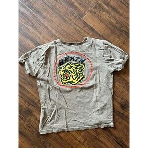 BRIXTON Tiger Graphic Tan Cotton Women's Crew Neck Short Sleeve T-Shirt Size L